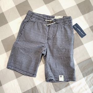 Kids navy blue and light blue striped shorts
